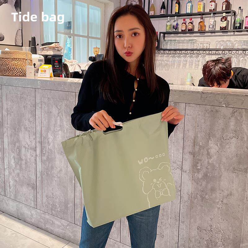 可爱小熊动物塑料肩挎手提袋礼品包装袋烘焙甜品打包袋商场手提袋