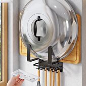 大锅盖架放置器免打孔壁挂锅铲勺子挂钩砧板菜板收纳厨房置物架子