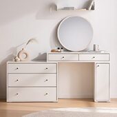 可比熊实木抽屉斗柜梳妆台一体奶油风卧室桌子储物柜现代简约