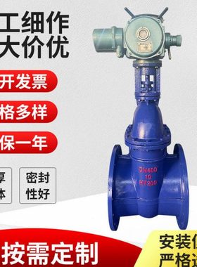 DN400电动闸阀HT200灰铸铁铜芯电动暗杆Z945T-10电动执行器带支架