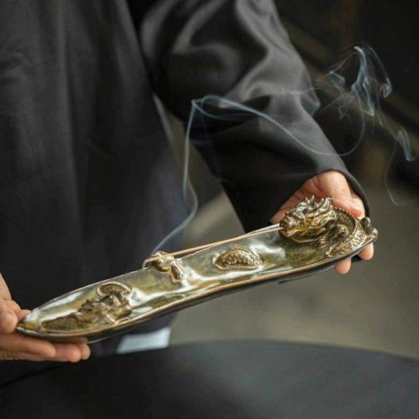 禅意双龙陶瓷香插香炉家用室内线香香座香托客厅茶室创意香道摆件,家居饰品,香托/香盘/香座/香插,淘宝优惠券,粉丝福利购,淘宝优惠卷