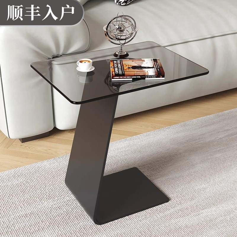 钢化玻璃茶几意式轻奢沙发客厅角几现代简约高级感极W简方形小边