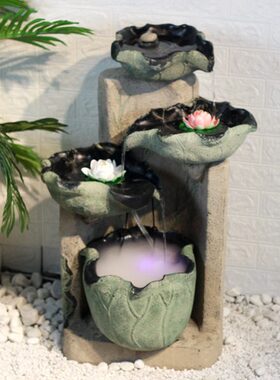 中式假山喷泉流水摆件阳台鱼池加湿造景民宿庭院禅意招财鱼缸装饰