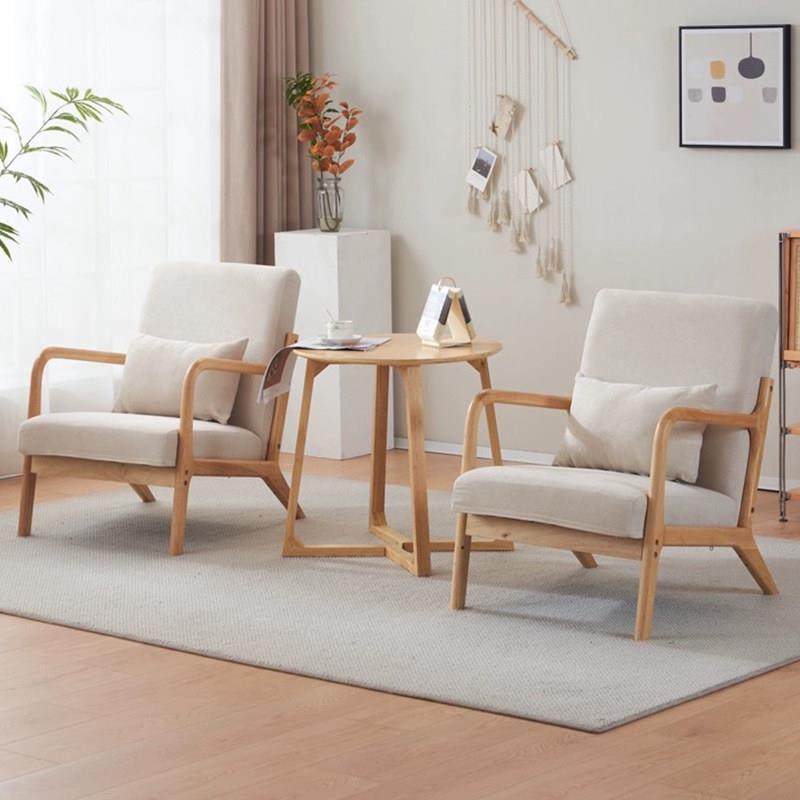 日式卧室阳台网红小户型客厅原木懒人双人椅子单人小沙发茶几组合