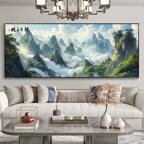 江山如此多娇客厅沙发背景墙挂画现代简约山水风景挂画靠山图壁画