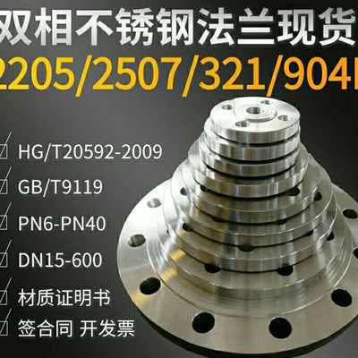 2205双相不锈钢2507法兰321平焊F51双相钢F53国标DN盲板PN定做 片