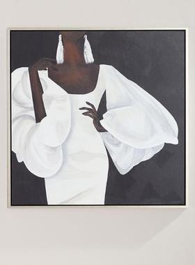 红卧室墙画后现SF634486代人网美女物挂画服装店壁画轻奢客背景墙