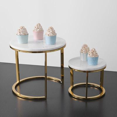 欧式现简约天摆然大理石托QWQ盘圆形蛋糕饰托盘样板代房酒店装件