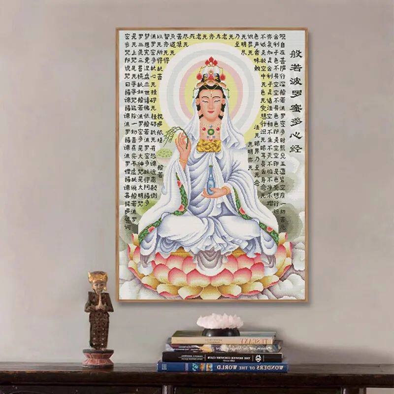十字绣2025新款观音菩萨自己线绣客厅手工图刺绣玄关竖版莲花菩萨