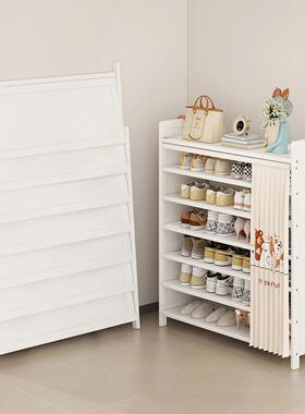 鞋架叠折一拉就起用安装KUF转免角鞋柜家用小型门口防尘鞋架子批