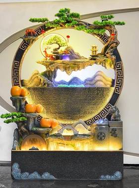 客别墅庭鱼厅池景观办装公室tb-77022饰摆件大型假山喷泉水院幕墙