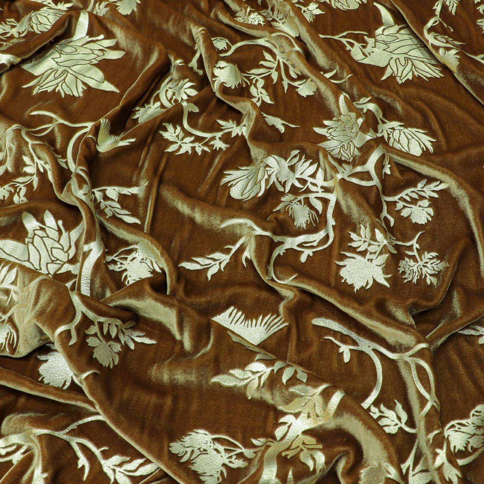 丝家现货直供织丝BVC绒印花厂真乔其丝绒印梭金面料睡裙旗袍布料,纺织面料/辅料/配套,丝绸布料,淘宝优惠券,粉丝福利购,淘宝优惠卷