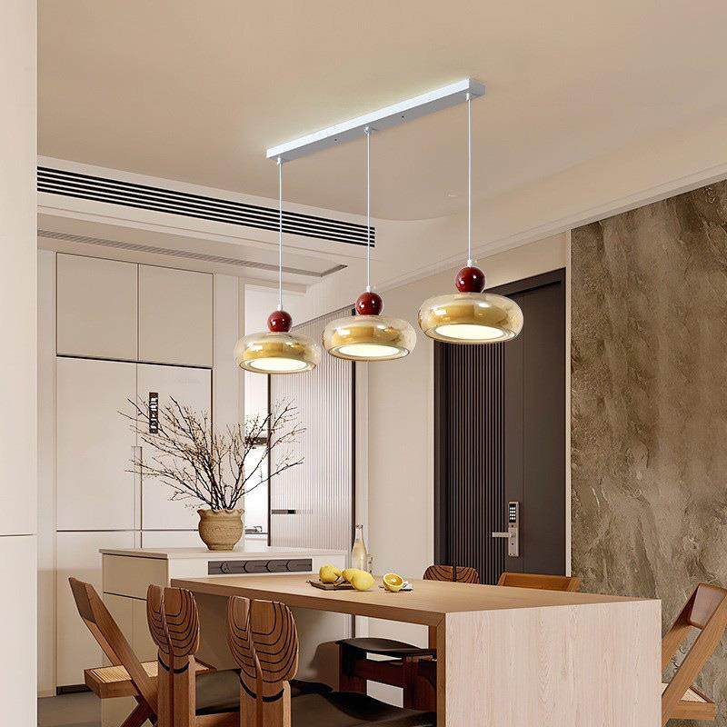 吊灯现代简约2眼025新款中古343风创意厅轻奢玻璃罩吧台护餐卧室,家装灯饰光源,智能吊灯,淘宝优惠券,粉丝福利购,淘宝优惠卷