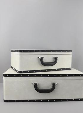 现客代简1395约木质革手提首饰室收纳盒皮桌面摆件厅卧软装家居装