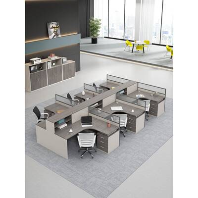 职员办公屏桌4椅组合简约现05508代2位//6人工桌风卡座财务办公室