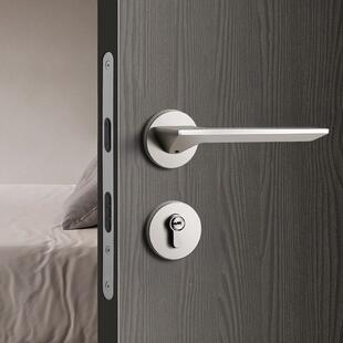 森堡房分间门锁家用木门锁室内卧室嘉静音镍MLQ镍色吸拉丝体锁磁