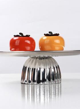 简现代何高脚圆形水果几盘摆件售处样板约WEA间家居桌面收纳楼托