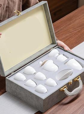 德道化羊脂玉23792白瓷夫茶具套装白瓷盖碗功茶杯茶室家用办公会