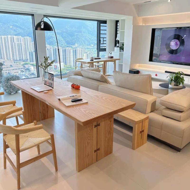 白蜡木实木餐桌家用客厅大长书桌简约茶桌民宿原木大板桌办公桌椅,商业/办公家具,餐桌椅系列,淘宝优惠券,粉丝福利购,淘宝优惠卷