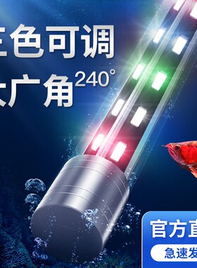 2025新款鱼缸专用灯水族箱灯管led灯防水灯三色变光观赏龙鱼增艳