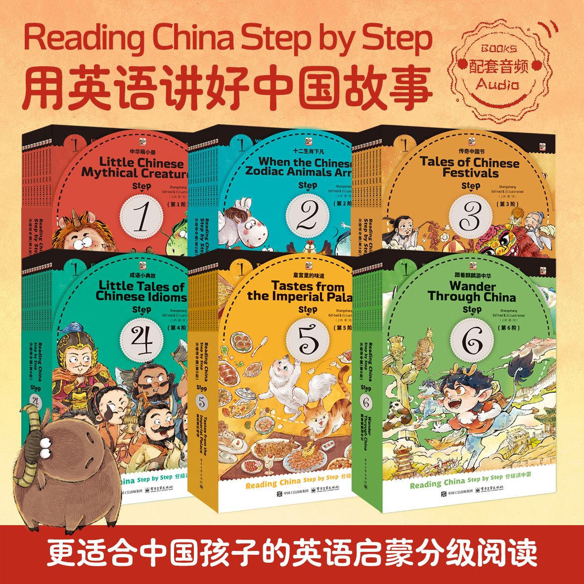 麒麟书局英文版Reading China step by step分级读中国 用英文讲好中国故事 传统文化分级阅读绘本 英语启蒙幼儿童故事书 tina大王