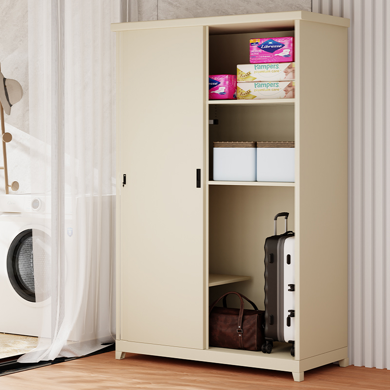 家用户外阳台柜防晒储物柜推拉门铁皮衣柜防水衣橱室外收纳柜轻奢
