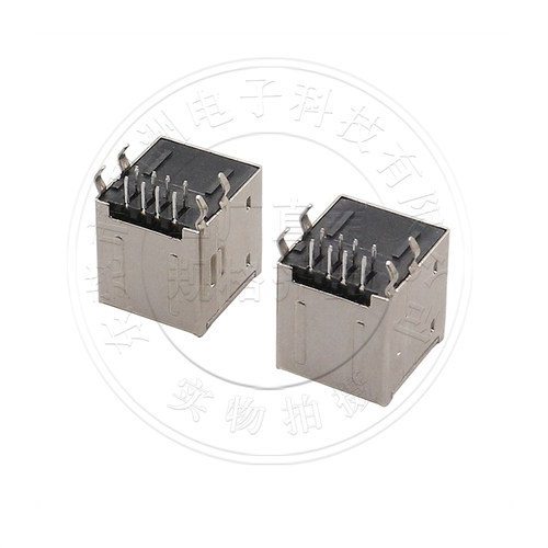 USB2.0母座AF母座双层90度弯针DIP弯脚全包双层USB母座连接器接口