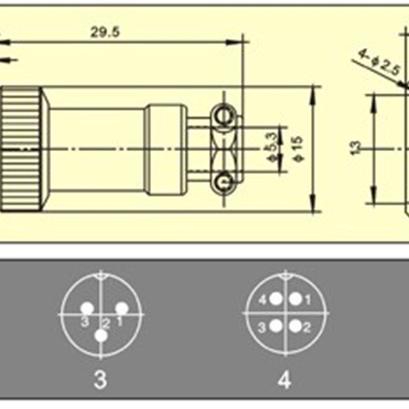 连接器 航空插头插座DF12 GX12-2芯3芯4芯5芯6芯 12MM 方型法兰座