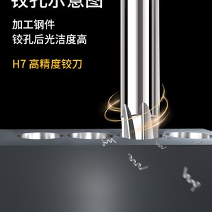 55度H8H9铝用加长硬质合金直柄铰刀钨钢机用直槽2-20mm高精绞刀