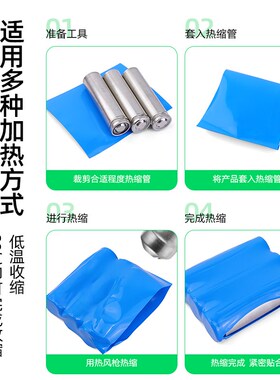 PVC热缩管18650热缩膜锂电池组包装膜白色绝缘收缩管宽7mm~250mm