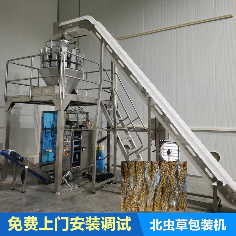 供应全自动虫草花袋装包装机10头电子秤冷冻食品饺子汤圆包装机
