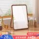 简约实木化妆镜家用桌面大号复古梳妆镜办公室折叠可便携台式 镜子