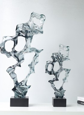 透明树脂抽象落地雕塑酒店大堂太湖石摆件别墅会所X售楼处装饰品