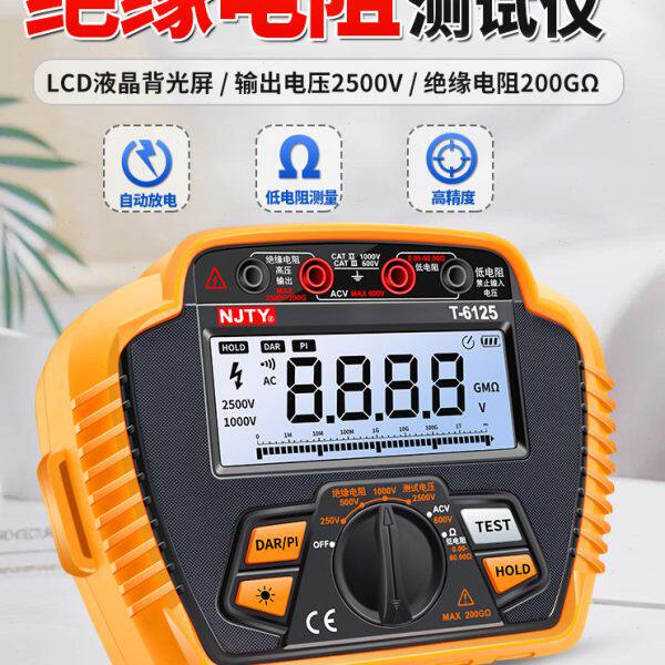 T6125高精度绝缘电阻测试仪摇表数字兆欧表电工200GΩ2500V绝缘表