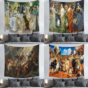 油画系列挂毯房间装饰布客厅长方形背景布宿舍挂布名画墙壁挂画