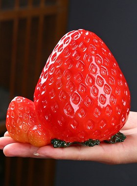 创意草莓摆件家居饰品客厅办公室C电视柜桌面礼品摆设茶宠可养变