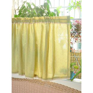 草绿色碎花半帘短帘卧室飘窗窗帘免打孔阳台遮挡帘门帘隔断帘纱帘