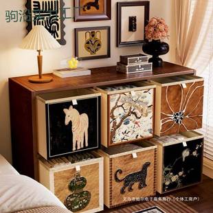 tt中古风收纳箱卡莱克格子柜非藤编收纳盒整理盒子布艺收纳