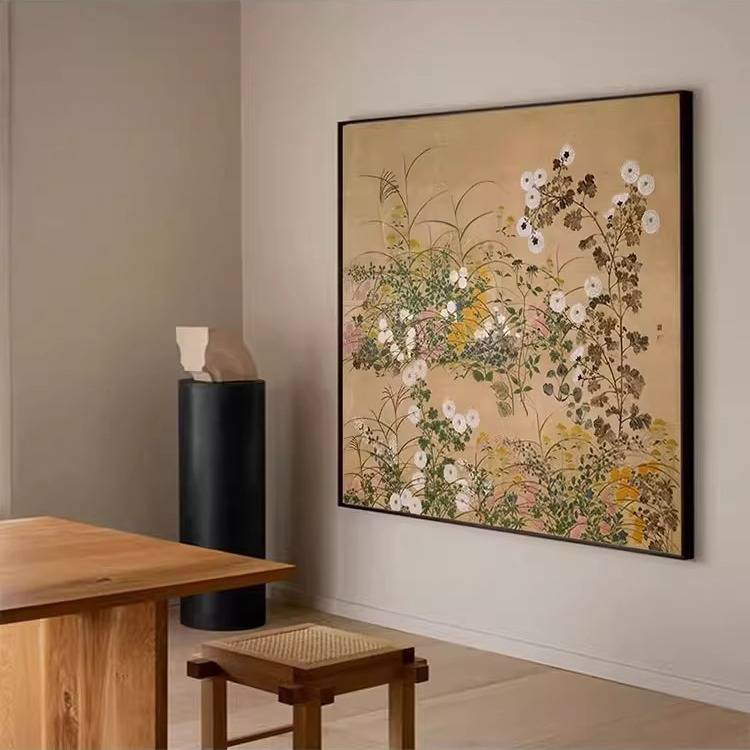 春色满园 新中式花鸟复古客厅挂画餐厅画玄关书房喜鹊玉兰花壁画