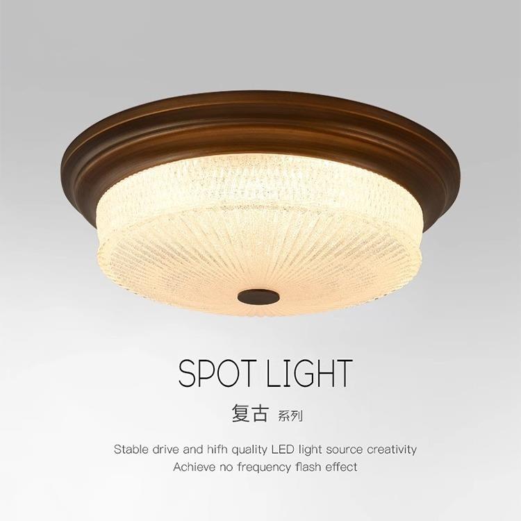 美式复古LED吸顶灯主卧室房间灯阳台过道走廊玄关灯圆形欧式灯具