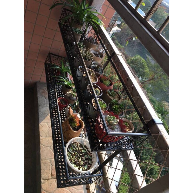 双层阳台栏杆花架置物架花盆架室内悬挂装饰铁艺挂式花架子多层肉