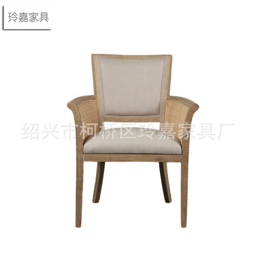 法式实木书桌椅 做旧复古餐椅/电脑椅/休闲椅子 布艺扶手书房椅子