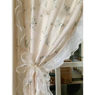 半遮光窗帘布透光不透人免打孔自粘贴飘窗客厅落新品 法式 田园韩式