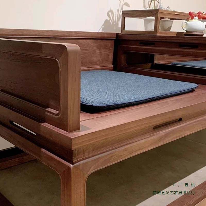 罗汉床实木新中式北美黑胡桃木禅意仿古卧室贵妃躺椅沙发轻奢