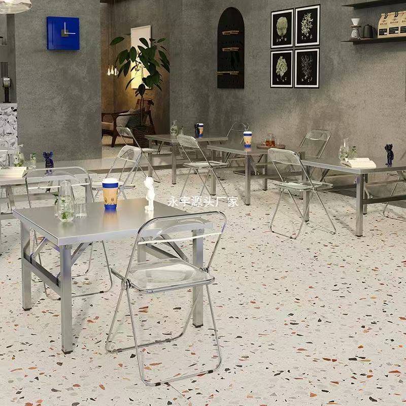 不锈钢折叠桌子家用正方形餐桌户外便携式商用摆地摊出租屋小桌子