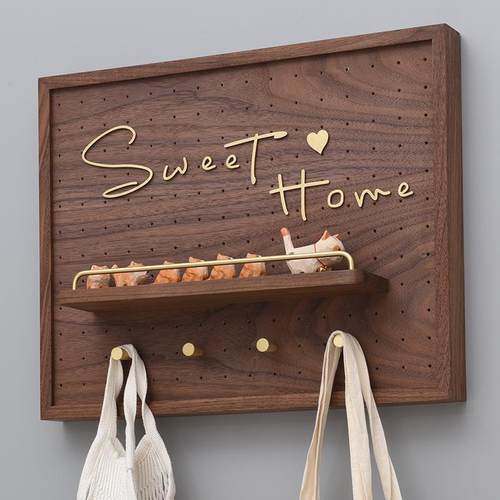 缘亿洞洞板遮挡挂板胡桃木壁挂遮丑装饰置物收纳电表箱静电箱实木