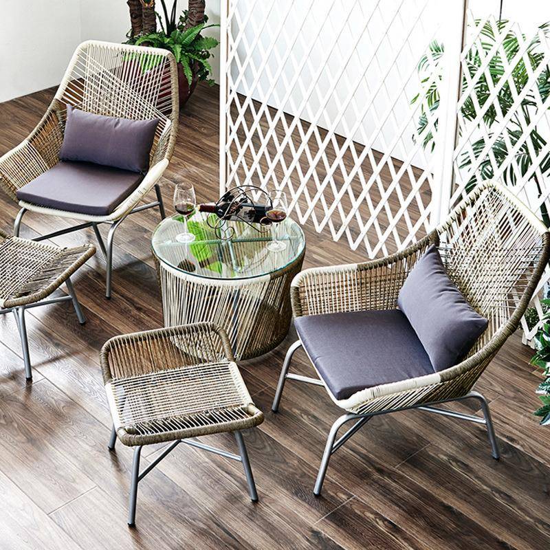 户外沙发椅三件套庭院露台阳台桌椅小茶几单人休闲藤椅休闲户外