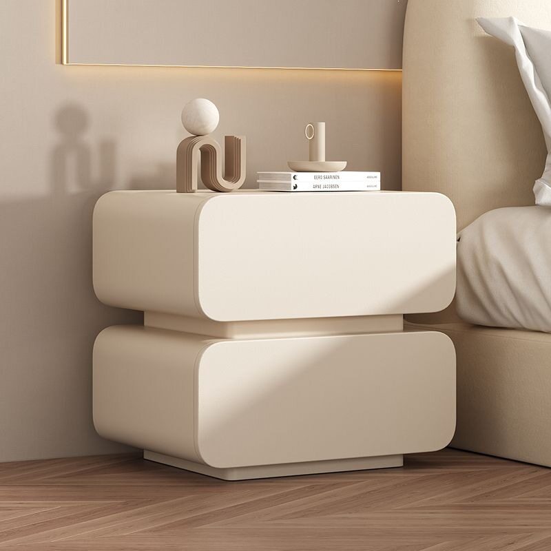 奶油风床头柜和简约现代实木床头收纳柜小型床边柜家用床柜子卧室
