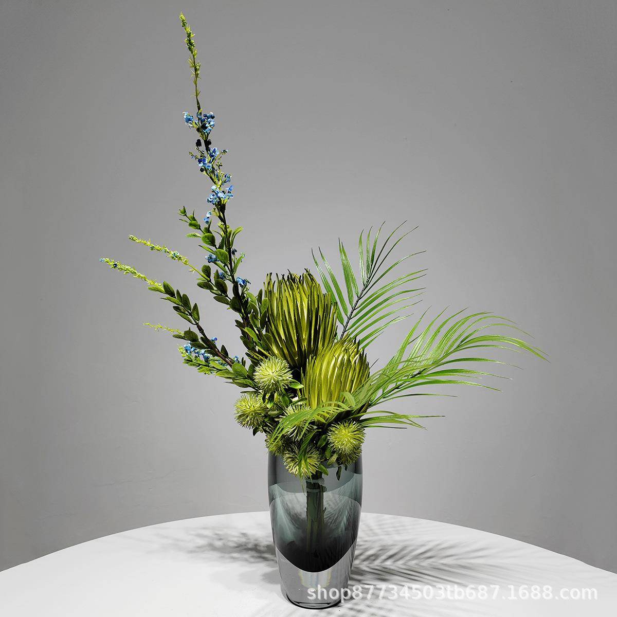 现代轻奢玻璃花瓶仿真花艺插花器样板间客厅茶几餐桌假花装饰摆件