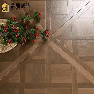 别墅凡尔赛拼花木纹砖800x800客厅书房仿木地板瓷砖卧室防滑地砖